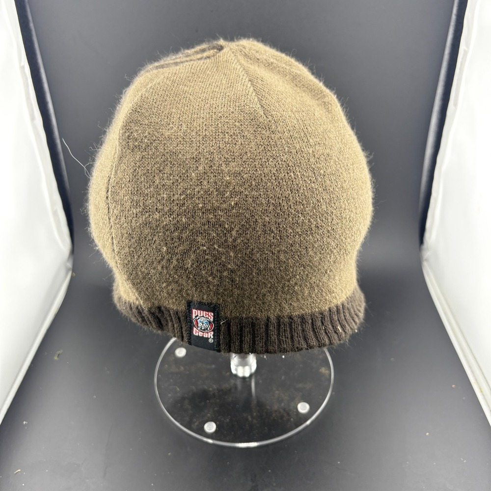 Pugs Gear Reversible Beanie Hat Mens Brown Gray Skull‎ Print Knit Winter Cap